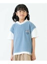 【SALE/60%OFF】and D.petitmain ベストレイヤード半袖パーカー ナルミヤオンライン トップス パーカー・フーディー ブルー ネイビー グ...