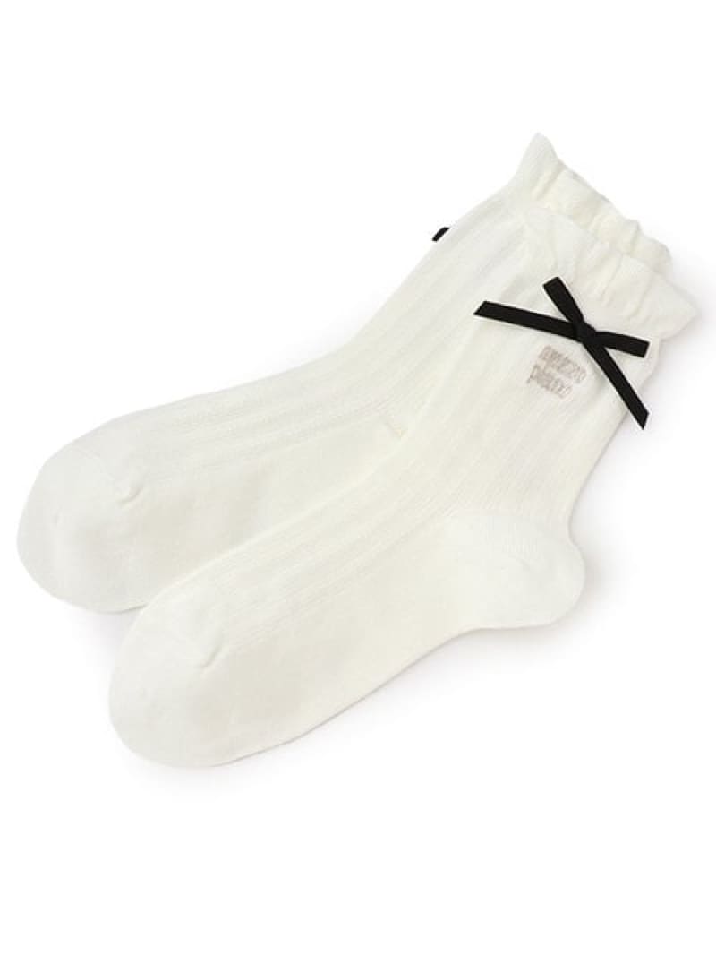 【SALE／50%OFF】mezzo piano Junior フリルリボンソックス ナルミヤオンライン 靴下・レッグウェア 靴下 ホワイト パープル【RBA_E】のサムネイル