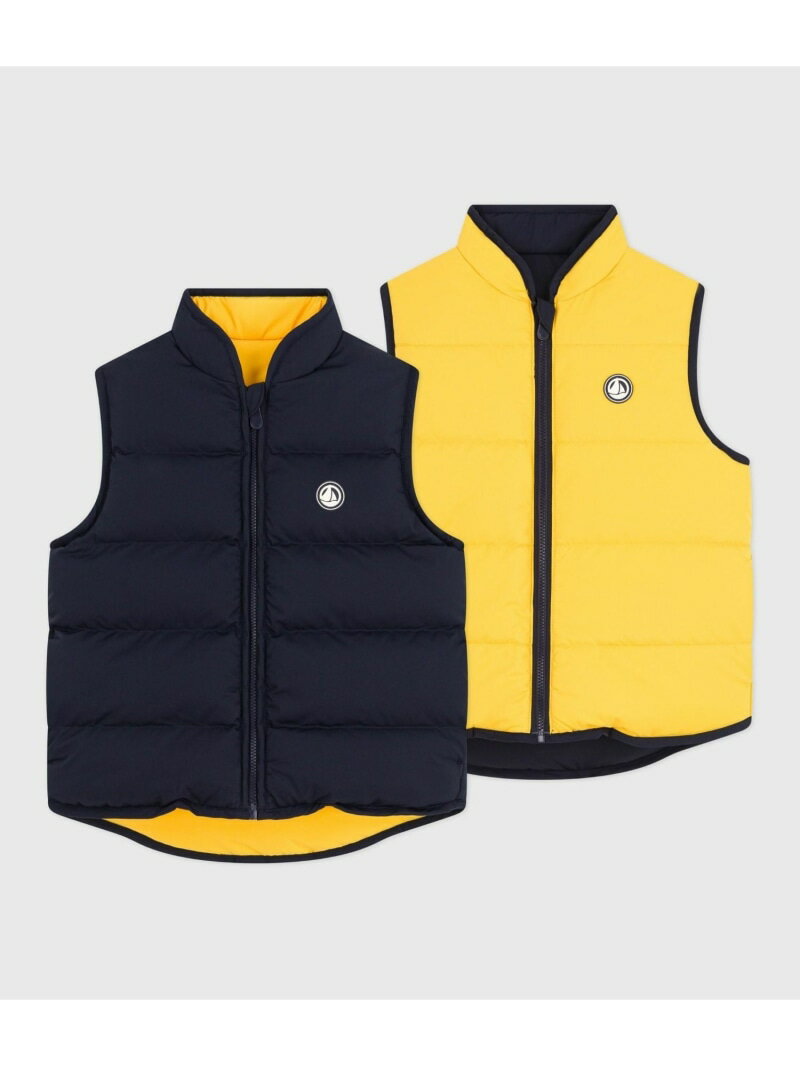 PETIT BATEAU リバーシブルベスト プチバトー トップス ベスト・ジレ ネイビー【送料無料】