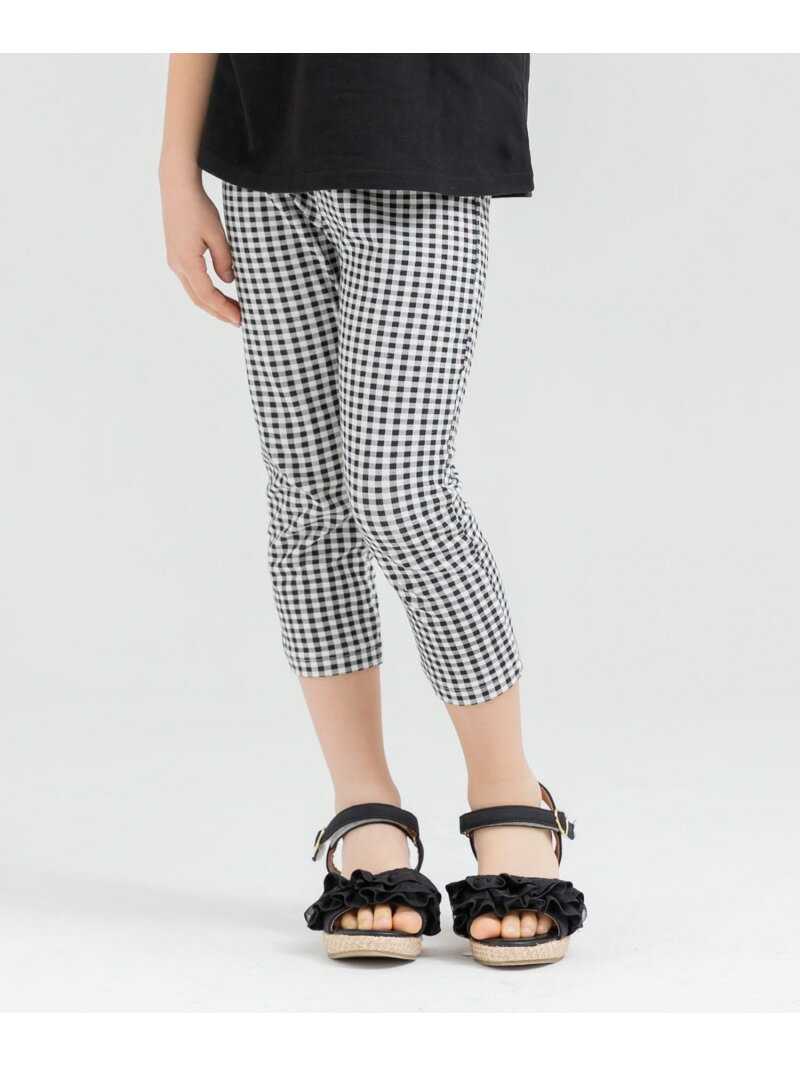 chil2 7分丈ギンガムチェックレギンス チルツー 靴下・レッグウェア レギンス・スパッツ ベージュ グリーン ピンク ブルー ブラック パープル