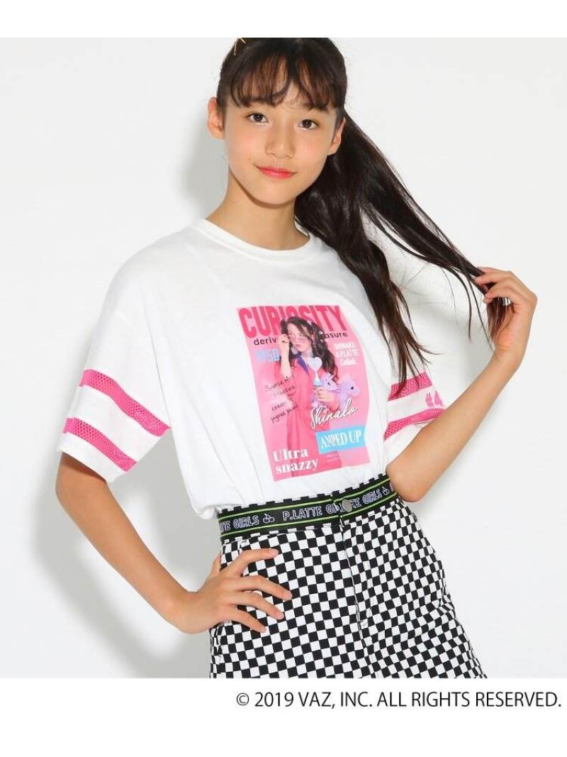 PINK-latte 【しなこコラボ】Tシャツ ピンク ラテ トップス カットソー・Tシャツ ホワイト パープルのサムネイル