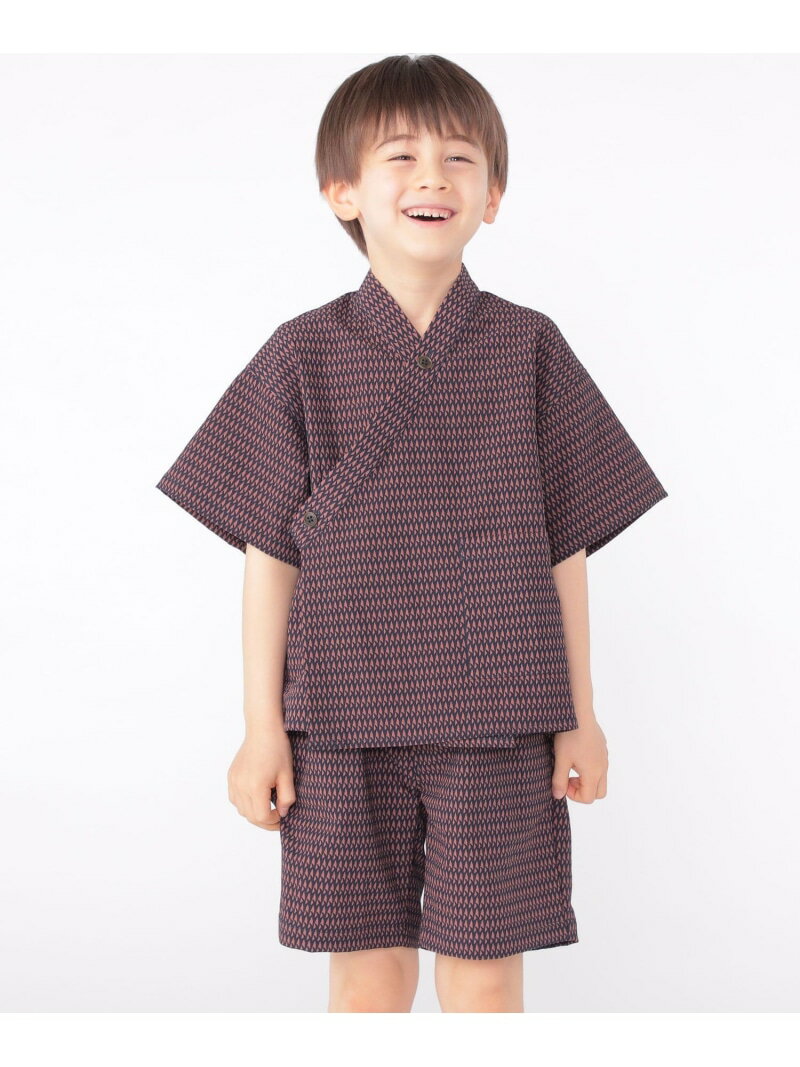 SHIPS KIDS SHIPS KIDS:100~130cm / 幾何柄 甚平 シップス 着物・浴衣・和装小物 浴衣 ブラウン【送料無料】