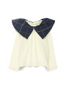 branshes 【おそろい】チェック襟付き長袖Tシャツ ブランシェス トップス カットソー・Tシャツ ブルー ベージュ