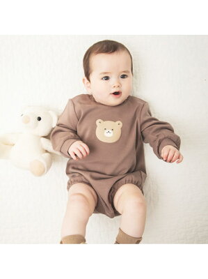 【SALE/42%OFF】branshes 【あにまるシリーズ】発泡プリント長袖カバーオール ブランシェス マタニティウェア・ベビー用品 ロンパース・カバーオール ブラウン ネイビー【RBA_E】
