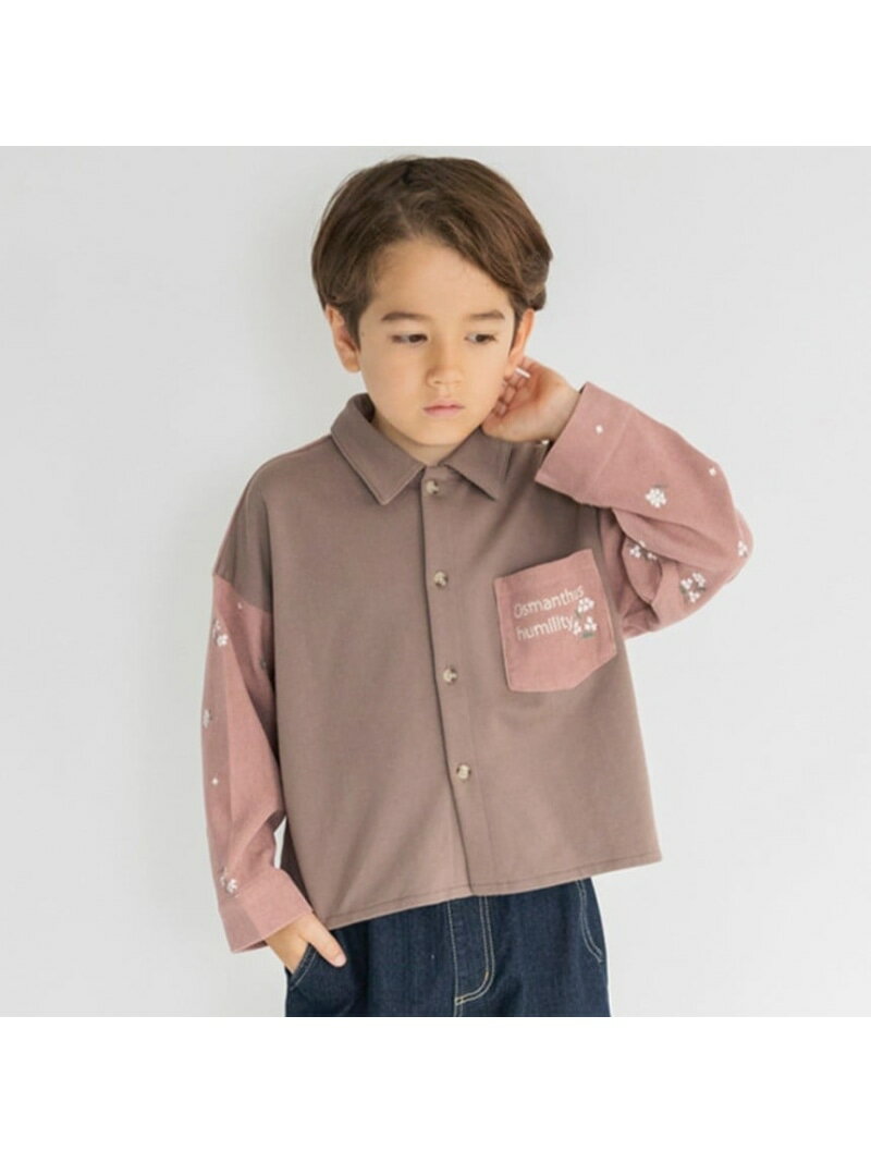 branshes 【おそろい】きんもくせい刺しゅう長袖シャツ ブランシェス トップス シャツ・ブラウス ブルー ブラウンのサムネイル