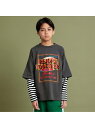 【SALE/50%OFF】BREEZE WEB限定 レイヤード長袖Tシャツ jr エフオーオンラインストア トップス カットソー・Tシャツ グレー イエロー ネ...