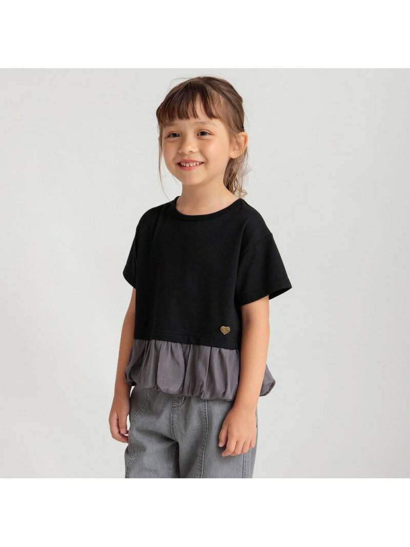 branshes 五分袖裾バルーンTシャツ ブランシェス トップス カットソー・Tシャツ ホワイト ブラック