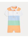 POLO RALPH LAUREN (ベビー)ストライプド コットン ジャージー ラグビー ショートオール ラルフローレン マタニティウェア・ベビー用品 ロンパース・カバーオール オレンジ【送料無料】(4)