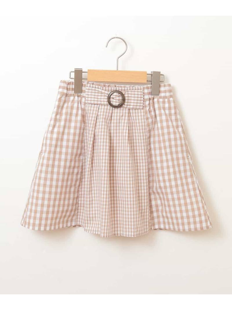 【SALE／70%OFF】a.v.v [100-130]ギンガムチェック切り替えスカート[WEB限定サイズ] アー・ヴェ・ヴェ スカート その他のスカート ブラック ベージュ【RBA_E】のサムネイル
