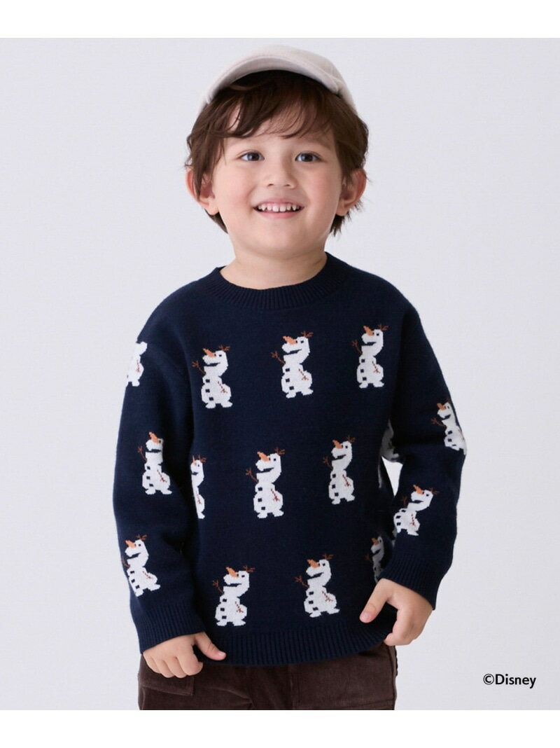 petit main 【Disney】オラフ/総柄ニット ナルミヤオンライン トップス ニット ブラウン グレー ネイビーのサムネイル