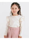 SLAP SLIP 【お揃い】肩フリル花柄トップス(80~130cm) ベベ オンライン ストア トップス カットソー・Tシャツ ネイビー ホワイト