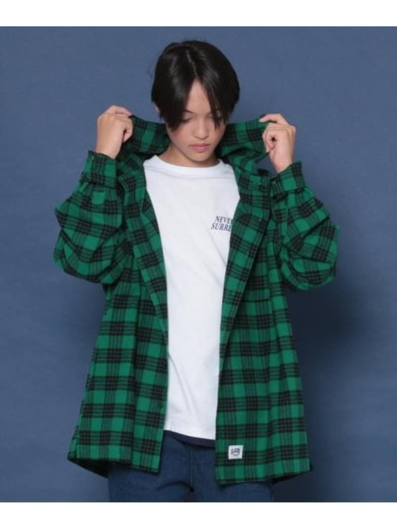 【SALE／20%OFF】GLAZOS 【大人向けサイズあり】フード付きチェックシャツ ナルミヤオンライン トップ..