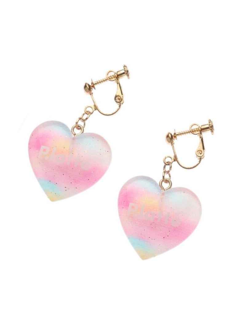 【SALE／60%OFF】PINK-latte マーブルハートイヤリング ピンク ラテ アクセサリー・腕時計 イヤリング・イヤーカフ ピンク パープル ブルー【RBA_E】