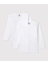 PETIT BATEAU ホワイト長袖Tシャツ2枚組 プチバトー インナー・ルームウェア その他のインナー・ルームウェア ホワイト【送料無料】