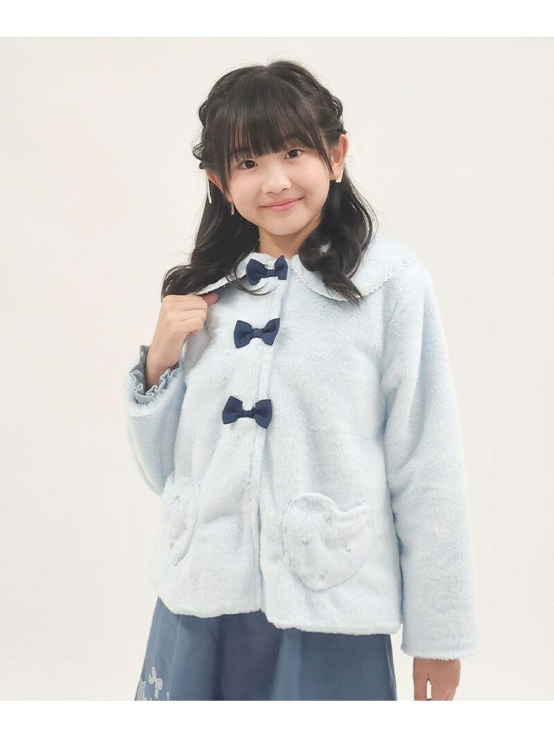 【SALE/50%OFF】axes femme kids 連リボン襟付きファーコート アクシーズファム ジャケット・アウター その他のジャケット・アウター ブル...