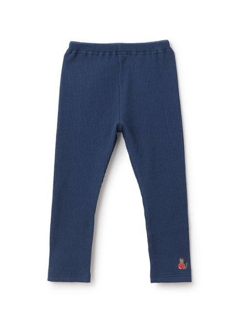 baby cheer ネコ刺しゅうテレコレギンス ナルミヤオンライン 靴下・レッグウェア レギンス・スパッツ ネイビーのサムネイル