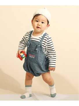 devirock ベビー 長袖Tシャツ&サロペットセット デビロック 子供服 キッズ デビロック マタニティー/ベビー ロンパース/カバーオール ブラック ベージュ