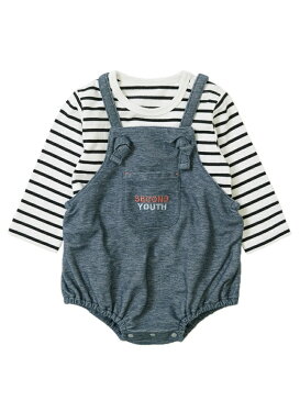 devirock ベビー 長袖Tシャツ&サロペットセット デビロック 子供服 キッズ デビロック マタニティー/ベビー ロンパース/カバーオール ブラック ベージュ