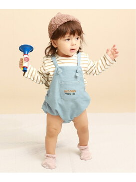 devirock ベビー 長袖Tシャツ&サロペットセット デビロック 子供服 キッズ デビロック マタニティー/ベビー ロンパース/カバーオール ブラック ベージュ