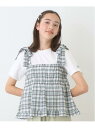pom ponette junior 【機能素材】チェックビスチェ+Tシャツセット ナルミヤオンライン トップス カットソー・Tシャツ ブルー グリーン【送料無料】
