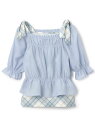 【SALE/50%OFF】pom ponette junior ショルダーリボンブラウスセット ナルミヤオンライン トップス シャツ・ブラウス ブルー ホワイト【RBA_E】【送料無料】