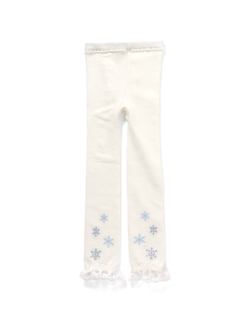 apres les cours お花・雪柄裾レースレギンス エフオーオンラインストア 靴下・レッグウェア レギンス・スパッツ ホワイト グレー パープル
