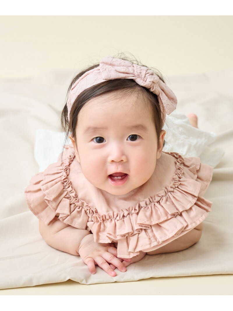 BIRTHDAY BAR pomponner Frill Bib ベビースタイ バースデイバー マタニティウェア・ベビー用品 その他のベビーグッズ ホワイト ピンク