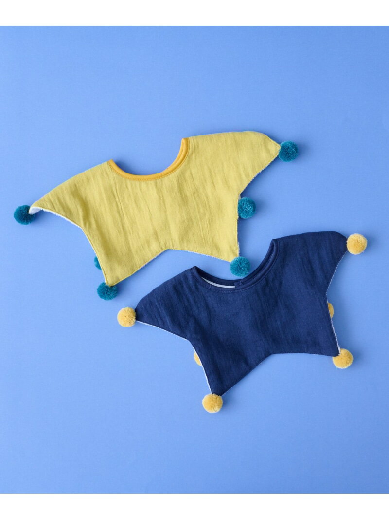 BIRTHDAY BAR pomponner star Bib ベビースタイ バースデイバー マタニティウェア・ベビー用品 その他のベビーグッズ ネイビー イエロー
