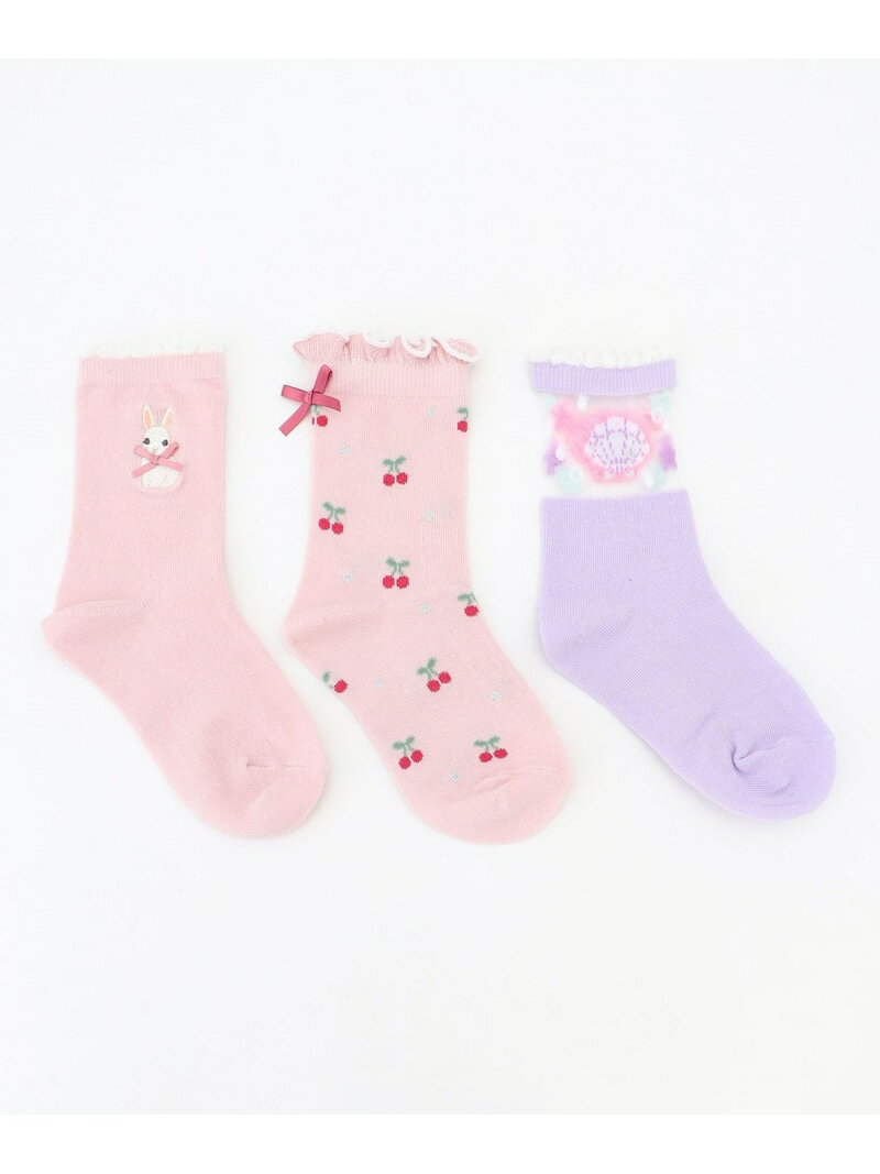 any FAM KIDS 【3点セット】ソックス (ラベンダーピンク) エニィファム 靴下・レッグウェア 靴下 ピンク 1
