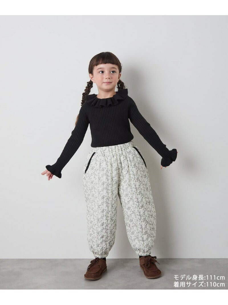 riziere 【リンクコーデ】キルティング花柄パンツ リジェール パンツ ジャージ・スウェットパンツ