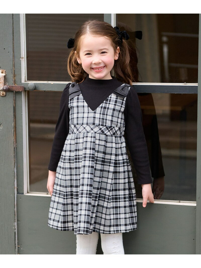 【SALE／20%OFF】any FAM KIDS ドッキングチェックワンピース エニィ ワンピース・ドレス ワンピース パープル ブラック【RBA_E】【送料無料】のサムネイル