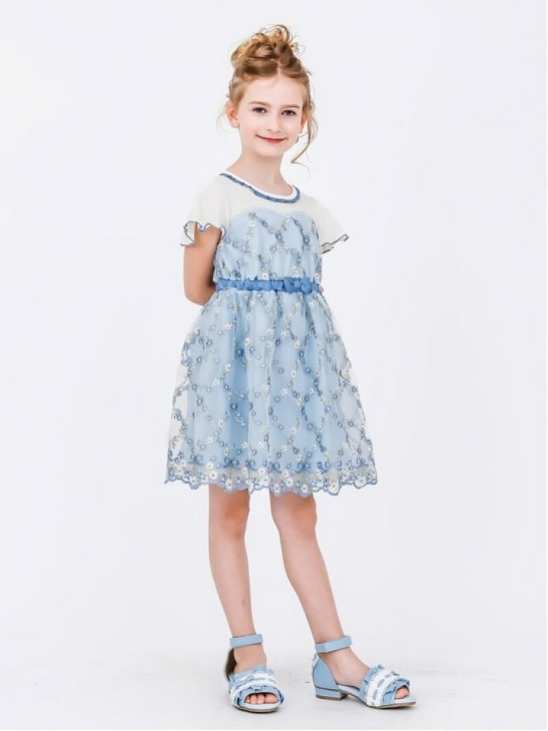 【SALE／69%OFF】axes femme kids (K)刺繍チュールドッキングOP アクシーズファム ワンピース・ドレス その他のワンピース・ドレス ピンク ブルー【RBA_E】のサムネイル
