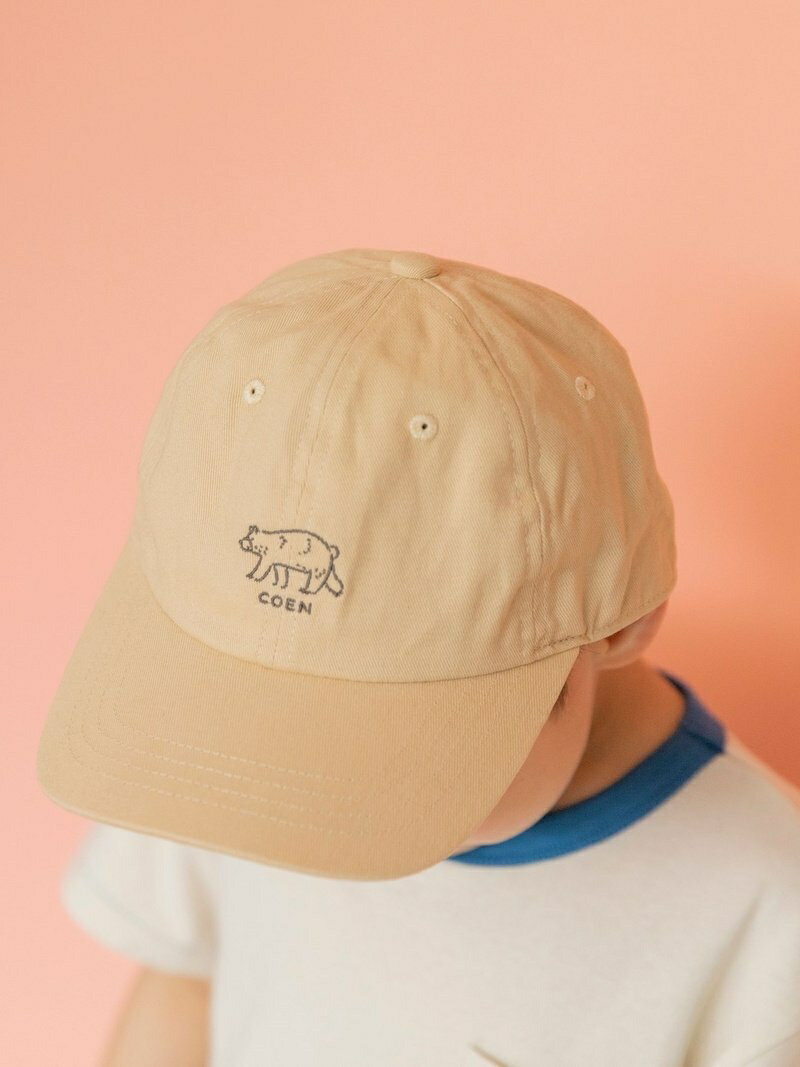 【SALE／50%OFF】coen 【coen キッズ/ジュニア】ベアイラストキャップ コーエン 帽子 キャップ ベージュ ブラック パープル【RBA_E】のサムネイル