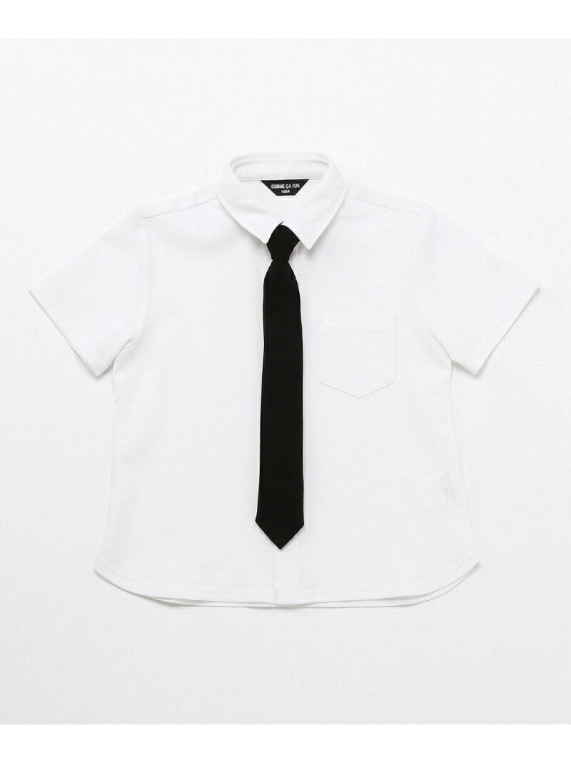 コムサ ネクタイ COMME CA ISM ネクタイ付き半袖シャツ(100-130cm) コムサイズム トップス シャツ・ブラウス ホワイト