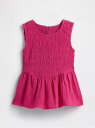 GAP (K)スモッキングギャザー ガーゼ ペプラムトップス(キッズ) ギャップ トップス ノースリーブ・タンクトップ グリーン ピンク【送料無料】
