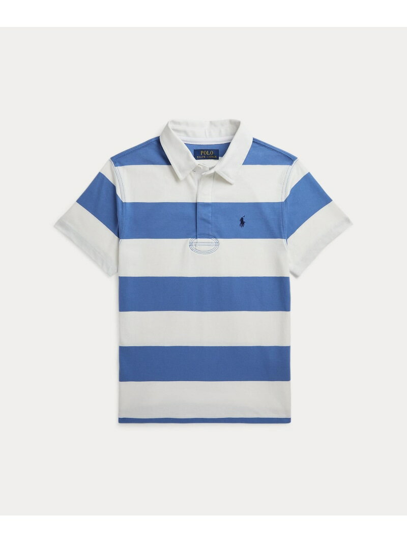 POLO RALPH LAUREN (ボーイズ 8才~20才)ストライプド コットン ショートスリーブ ラグビー シャツ ラルフローレン トップス ポロシャツ ブルー【送料無料】