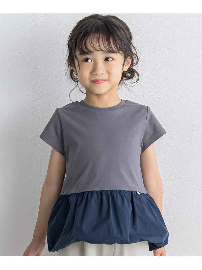 【SALE／20%OFF】BeBe Petits Pois Vert タフタ切り替えバルーンTシャツ(95~150cm) ベベ オンライン ストア トップス カットソー・Tシャツ ホワイト ネイビー【RBA_E】【送料無料】 2