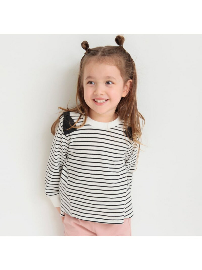 【SALE／20%OFF】branshes 【ブランシェスmini】肩リボンチュニック ブランシェス ワンピース・ドレス チュニック ピンク ブラック ホワイト【RBA_E】のサムネイル