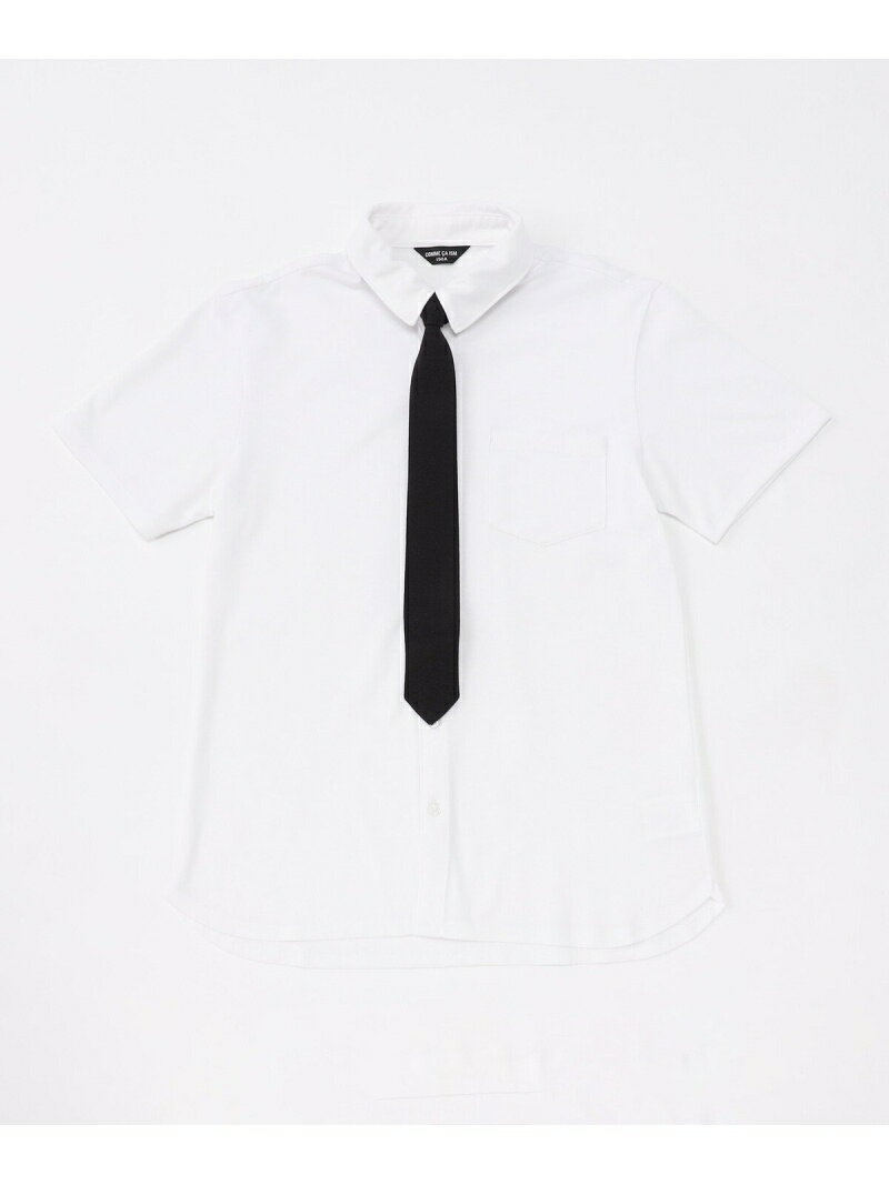 コムサ ネクタイ COMME CA ISM ネクタイ付き半袖シャツ(140-160cm) コムサイズム トップス カットソー・Tシャツ ホワイト【送料無料】