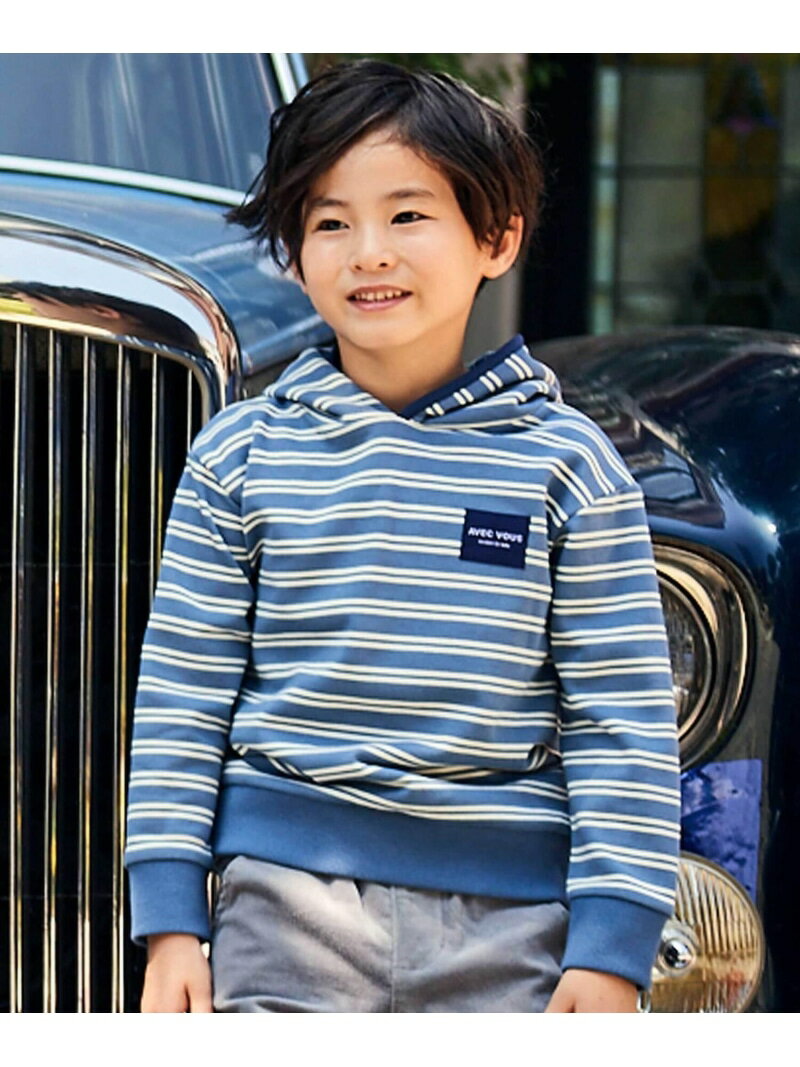 BeBe ミニウラケランダムボーダーフーディー(90~160cm) ベベ オンライン ストア トップス パーカー・フ..