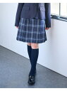 pom ponette junior 【卒服】【家庭洗濯可】サイドプリーツチェックスカート ナルミヤオンライン スーツ・フォーマル スーツスカート ネイビー グ...