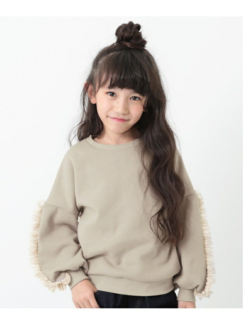 devirock 袖チュール裏シャギートレーナー スウェット デビロック トップス スウェット・トレーナー ベージュ ブルー パープル ブラウンのサムネイル