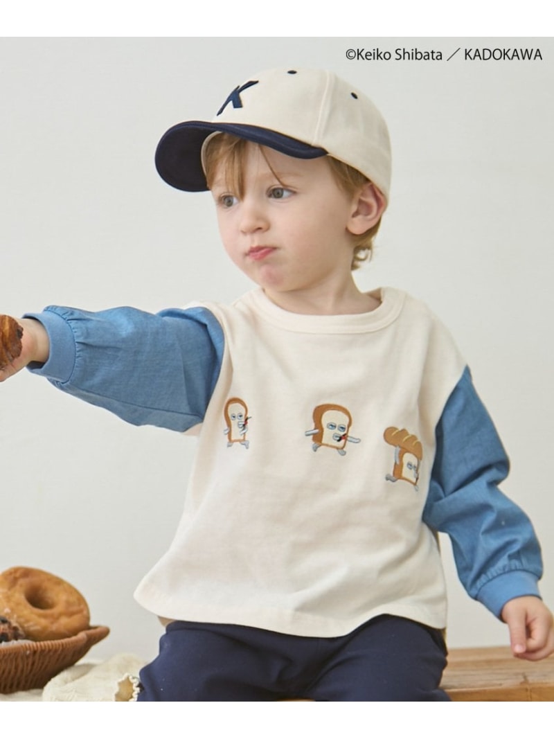 petit main 【パンどろぼう】袖布帛Tシャツ ナルミヤオンライン トップス カットソー・Tシャツ ベージュ グリーンのサムネイル