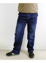 BACKYARD FAMILY Njeans26003 ゆったりサイズ ストレッチデニムストレートパンツ ローラ パンツ その他のパンツ ブルー ネイビー