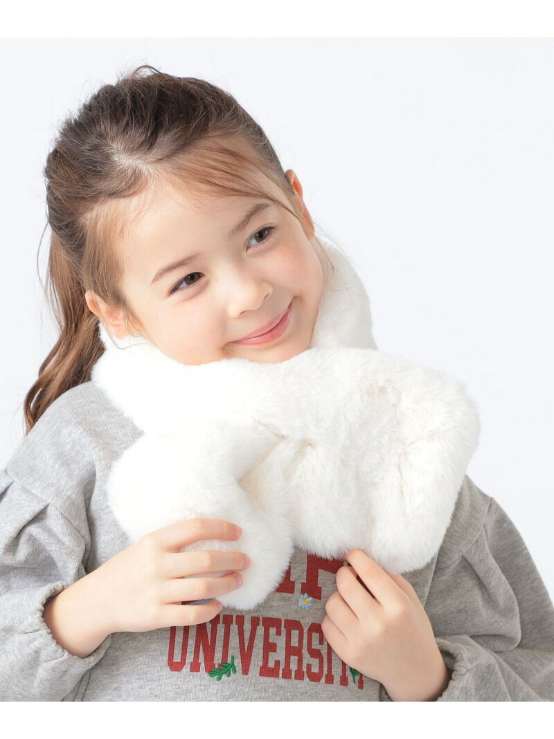 SHIPS KIDS SHIPS KIDS:フェイクファー マフラー シップス ファッション雑貨 マフラー・ストール・ネックウォーマー ホワイト ピンク