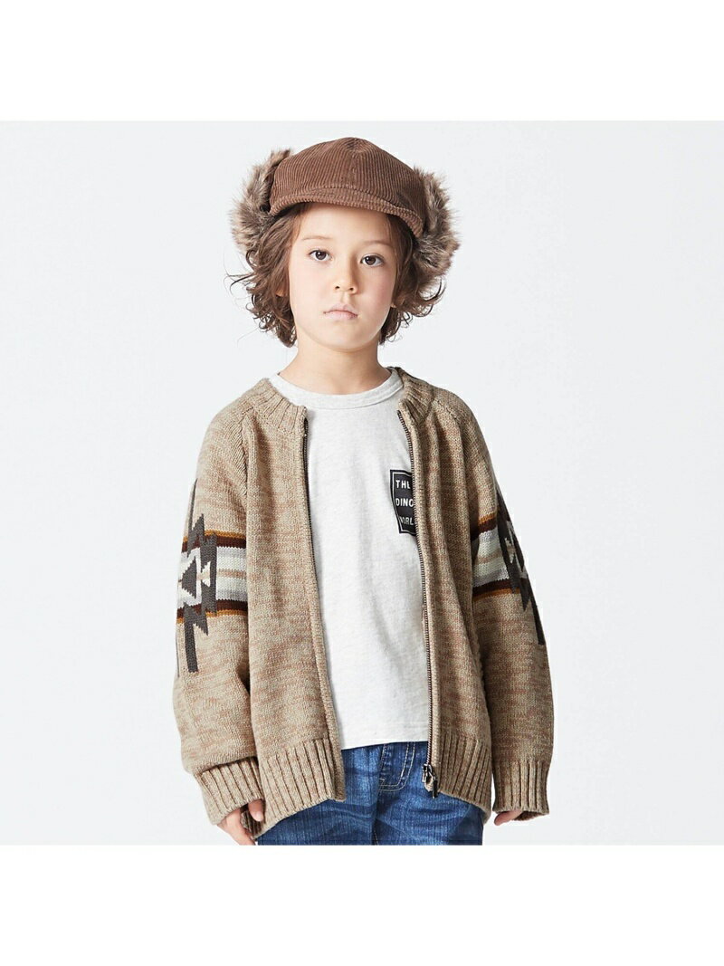 【SALE／50%OFF】BREEZE ネイティブ柄カウチンニット エフオーオンラインストア トップス カーディガン ベージュ ブラック【RBA_E】のサムネイル