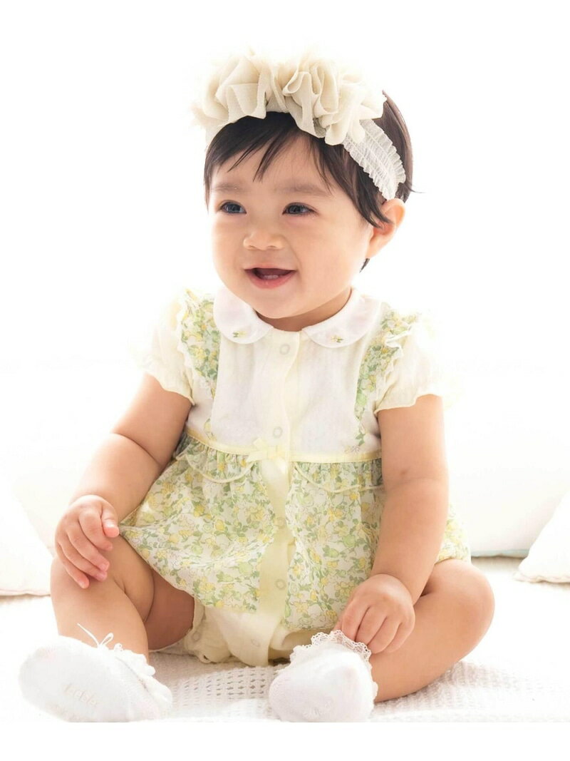 【SALE／50%OFF】fillot de bebe reduction シフォン花プリントレーシーカバーオール(70~80cm) ベベ オ..