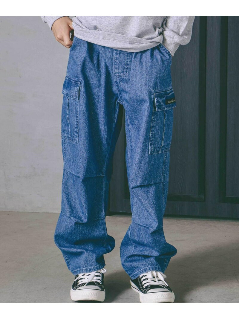 nexchic タフタデニムバックプリントカーゴパンツ(110~150cm) ベベ オンライン ストア パンツ カーゴパ..