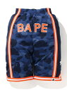 A BATHING APE COLOR CAMO BASKETBALL SHORTS JR ア ベイシング エイプ パンツ/ジーンズ キッズパンツ ネイビー【送料無料】