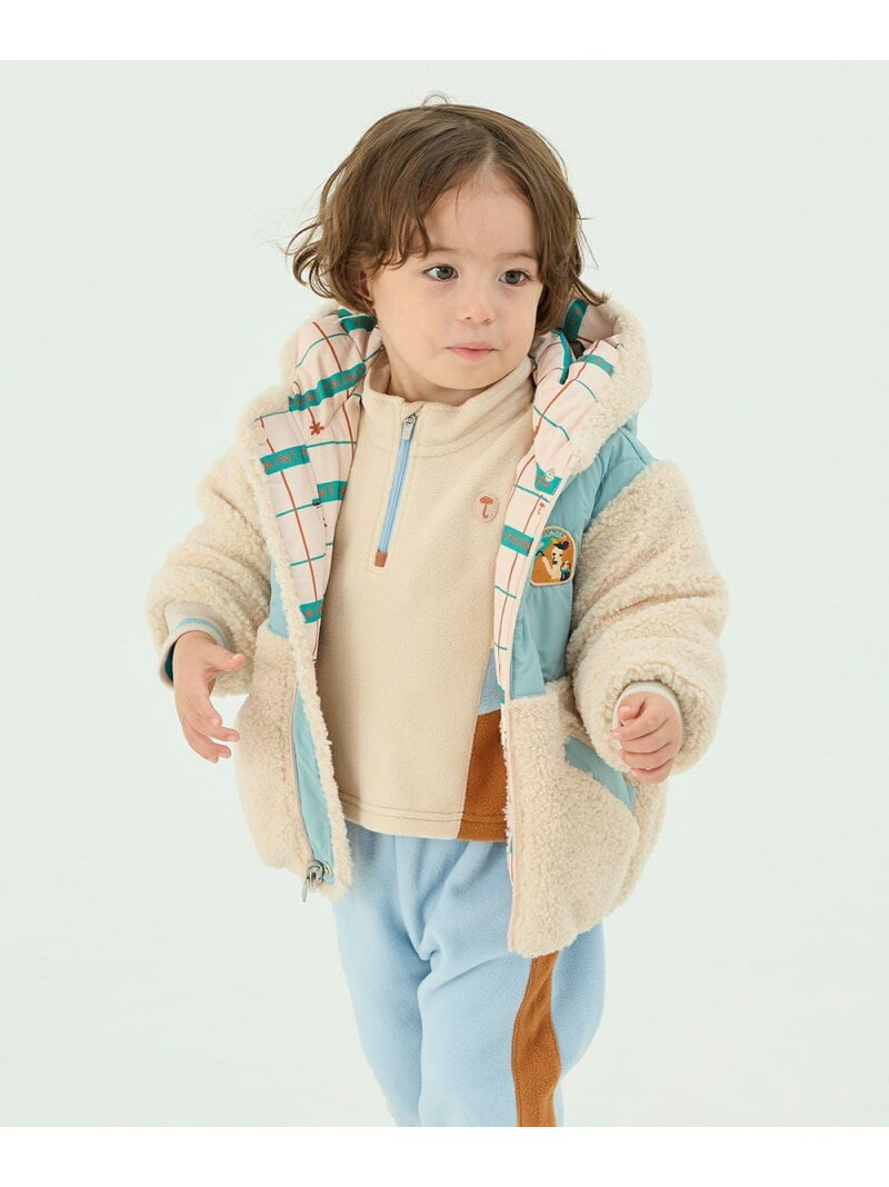 楽天Rakuten Fashion Kids【SALE／10％OFF】moimoln 【リバーシブル】ペインターワッペンダウン モイモルン ジャケット・アウター ダウンジャケット・ダウンベスト ホワイト【RBA_E】【送料無料】